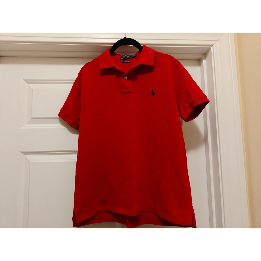 Polo Ralph Lauren Mens Custom Slim Fit Red Cotton Pique Polo Shirt Medium M